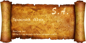 Spacsek Alex névjegykártya